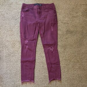 Express Burgundy Skinny Jeans